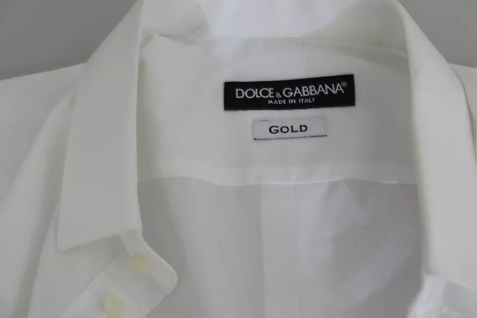 Dolce & Gabbana White Cotton Top GOLD Shirt